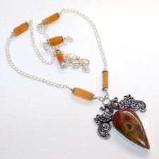 Collier perles aventurine jaune jaspe fruit décent pierre précieuse taille 22" GW