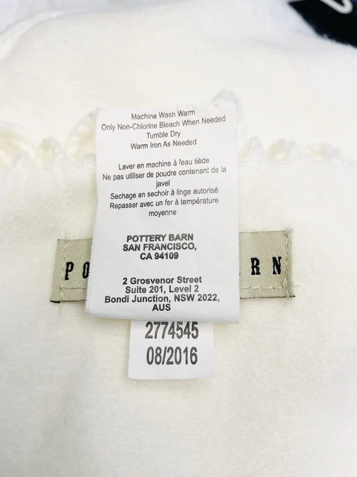 Pottery Barn Cream Acrylic Throw Blanket with Fringe & Embroidered “B” Monogram - Image 4 of 4