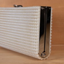 Vintage Clutch Purse JR USA Faux Pearl Hard Case