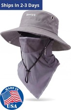 Fishing Sun Hats for Men with Neck Flap Cover Hiking Face Mask Outdoor Wide Cap