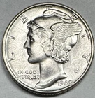 1940 MERCURY DIME CHOICE+  WHITE BU HIGH GRADE UNCIRCULATED SILVER COIN