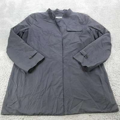 Jil Sander Coat Womens 36 Gray Cotton Twill Stand Collar Single Breasted Italy