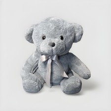 Gray Plush Teddy Bear with Bow, Soft 14   Stuffed Animal