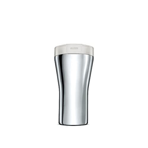 Alessi Caffa Travel Mug, Resina Termoplastica Bianco, Acciaio Inossidabile 18 10