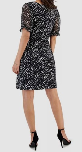 Connected Apparel Womens Black Puff-Sheer-Sleeve Sheath Dress Size 14 - Bild 2 von 3