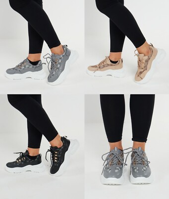 Damen Sneaker Turnschuhe Plateau klobige Sohle Outdoor Walking Retro Schuhe