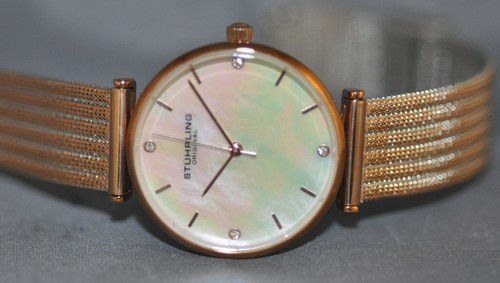Stuhrling Ladies Cambria 3927 Silver MOP Dial Stainless Steel Mesh Watch - Picture 5 of 5