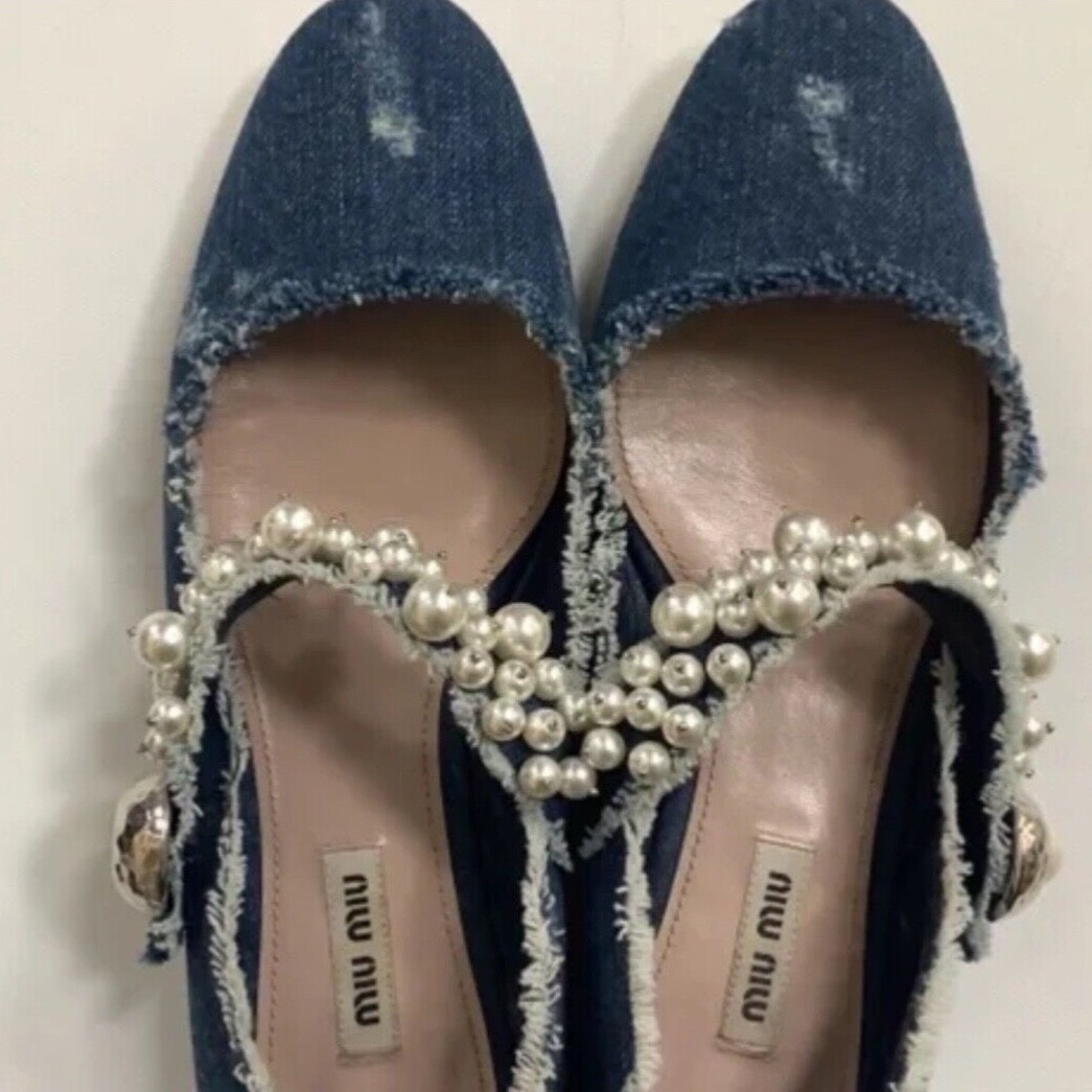 MIU MIU denim shoes, women flat, 39 | eBay