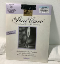 Pantyhose Worthington Sheer Caress  20  Long Off Black 87 Control Top Sandalfoot