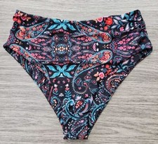 Zaful Multicolor Bikini Bottoms XL US 12-14 High-Rise Paisley NWT