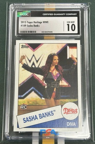 2015 Topps Heritage WWE #109 Sasha Banks RC Rookie CGC 10 GEM MINT