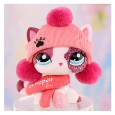 Pet Shop LPS Shorthair Cat 2291,lps Collectable Pink & White Cat Pet Magnet Foot