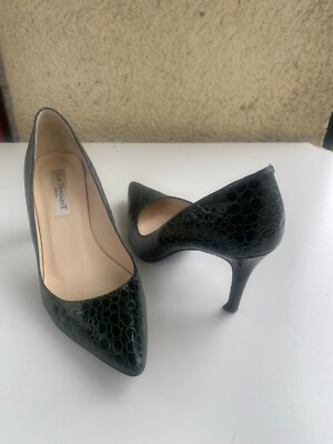 LK BENNETT LONDON PUMPS KOMPLETTLEDER GRÜN SCHLANGENLEDERMUSTER UK4 (NICHT PERFEKT