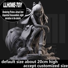 Anime Holo Wolf Girl Sitting Resin 3D Print GK Figure DIY Model Unpainted