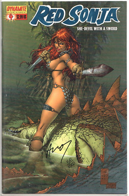 RED SONJA #4 BLUE FOIL VARIANT DYNAMIC FORCES SIGNED OEMING DF COA DE MOVIE