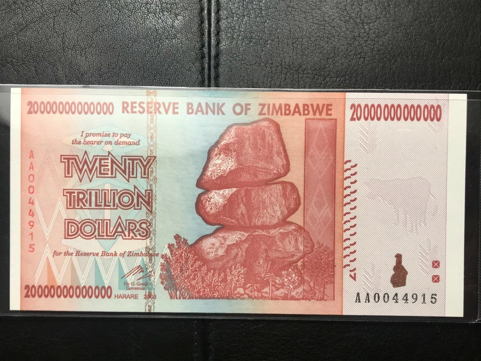 2008 20 trilhões de dólares do Zimbábue nota UNC 100 trilhões série baixa # - Imagem 4 de 4