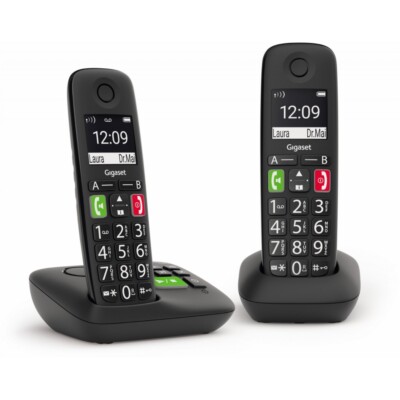 Gigaset E290A Duo Schnurlostelefon mit Anrufbeantworter schwarz
