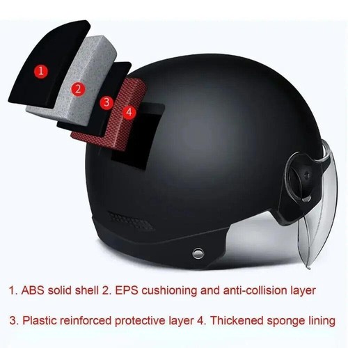 Medio casco clásico ultraligero para motocicleta bicicleta scooter hombres mujeres - Imagen 23 de 24