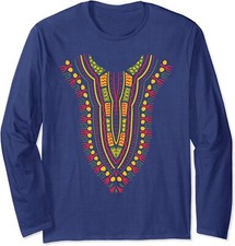 Dashiki Print Kente Traditional Ethnic African Pride Long Sleeve T-Shirt