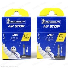 Two 2 Pack Michelin Airstop 26 x 1.5 - 2.5 40mm Presta Bicycle Inner Tubes