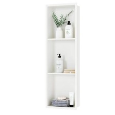 Neodrain 12X36 Inch Shower Niche, White 3-Tier Stainless Niche NO Tile Needed