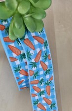 5/8, 7/8  1.5" 1 YD Easter Carrot Grosgrain Ribbon Gingham Carrot Patch