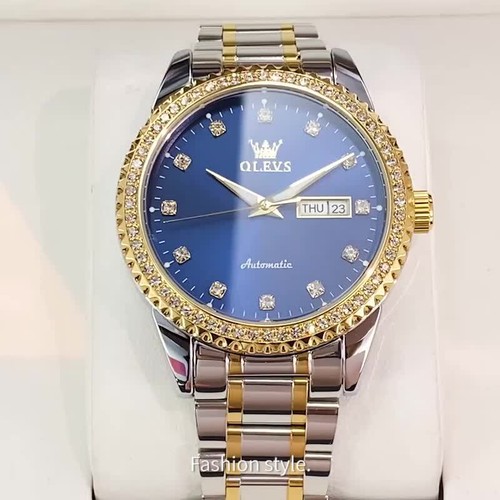 Herrenarmbanduhr Stahlband Automatik Mechanische Uhr Wasserdicht Tagesdatum - Video 1 von 1