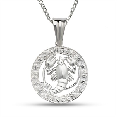 925 Sterling Silver Zodiac Sign Necklace Pendant Cancer