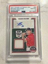 BRADEN HOLCOMB 2021 USA Baseball Stars Stripes Jersey AUTO #225/349 PSA 10 Pop 1