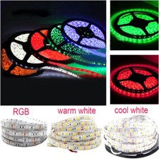 1m 3m 5m 5050 LED Strip Light Flexible lights Tape RGB White Warm 30-600LED 12V