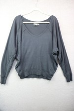 Free People Black Waffle Knit Dolman Sleeves Oversized Sweater-Medium-Boho