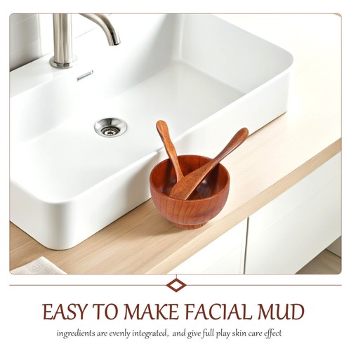 1 mode Set Facial Mask Mixing Bowl Kit Wooden Spa Tools with Applicator Spoon and