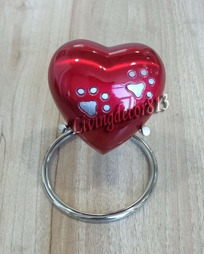 Red Footprint Small pet Marks Urns for Human Ashes - Mini Urns Human Ashes Heart - Picture 10 of 16