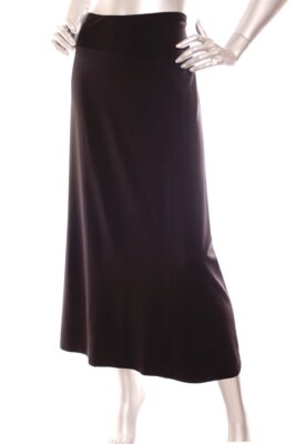 NEW Eileen Fisher Stretch Jersey Knit Straight Full Length Skirt Black