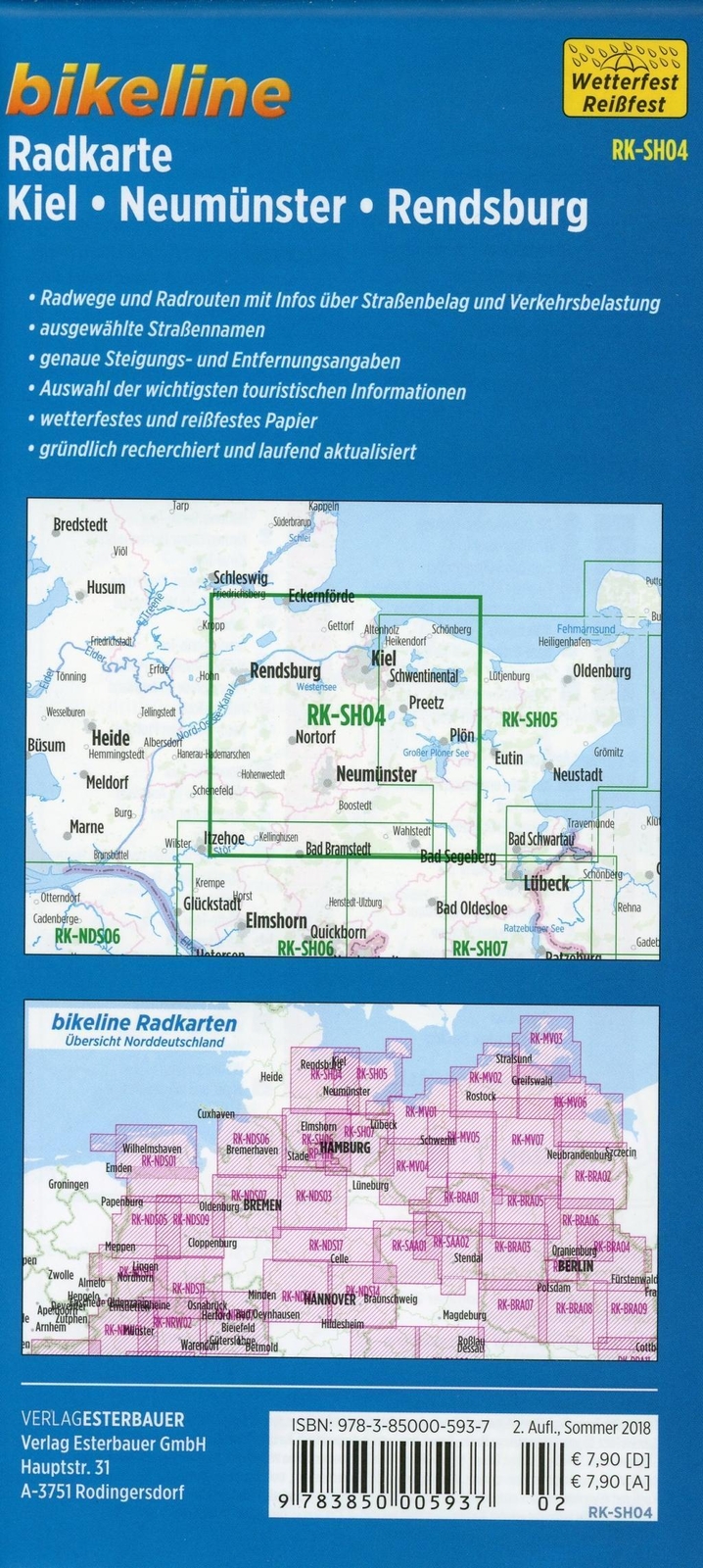 Thumbnail - Bikeline Radkarte Kiel Neumünster Rendsburg 1 : 75 000 | Esterbauer