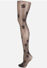 Pretty Polly Black Sheer American Dollars $ Tights One Size Ladies Fancy Dress