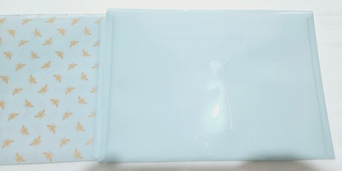 PAPERCHASE Cute Bee Gold Blue 2X A5 Document Wallets Plastic Button Close - Picture 8 of 8