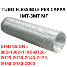 TUBO FLESSIBILE ESTENSIBILE ALLUMINIO PER CAPPA , CUCINE DA 80 A 200MM AREAZIONE