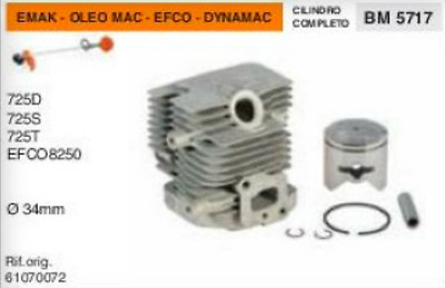 Cylinder And Piston Brush Cutter Emak Dynamac Oleo Mac 725 Efco 8250 Ø 34 Mm