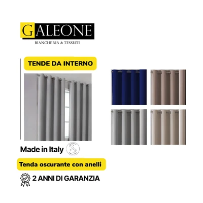 GALEONE BIANCHERIA E TESSUTI Tende oscuranti per interni a pannello con anelli da porta o finestra 2 pezzi