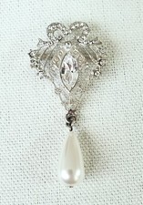 Decorative Brooch Fashion Costume Pin Elegant Pearl Drop- Wedding, Christening