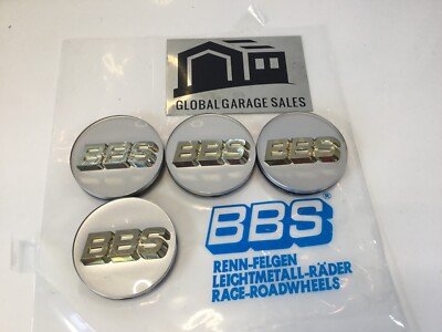 BBS Genuine Wheel Center Caps 56mm Emblem Platinum Silver