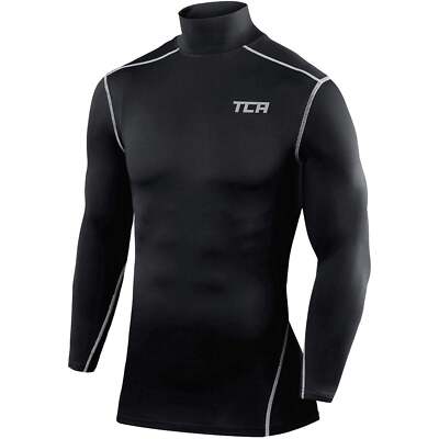 TCA Pro Performance Mock Junior Compression Top Black Long Sleeve Kids Running