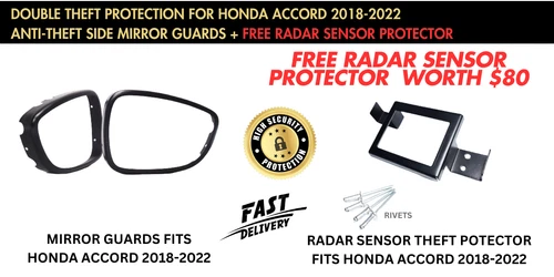 Anti theft side mirror guards and FREE Front Radar Sensor Protector HONDA ACCORD