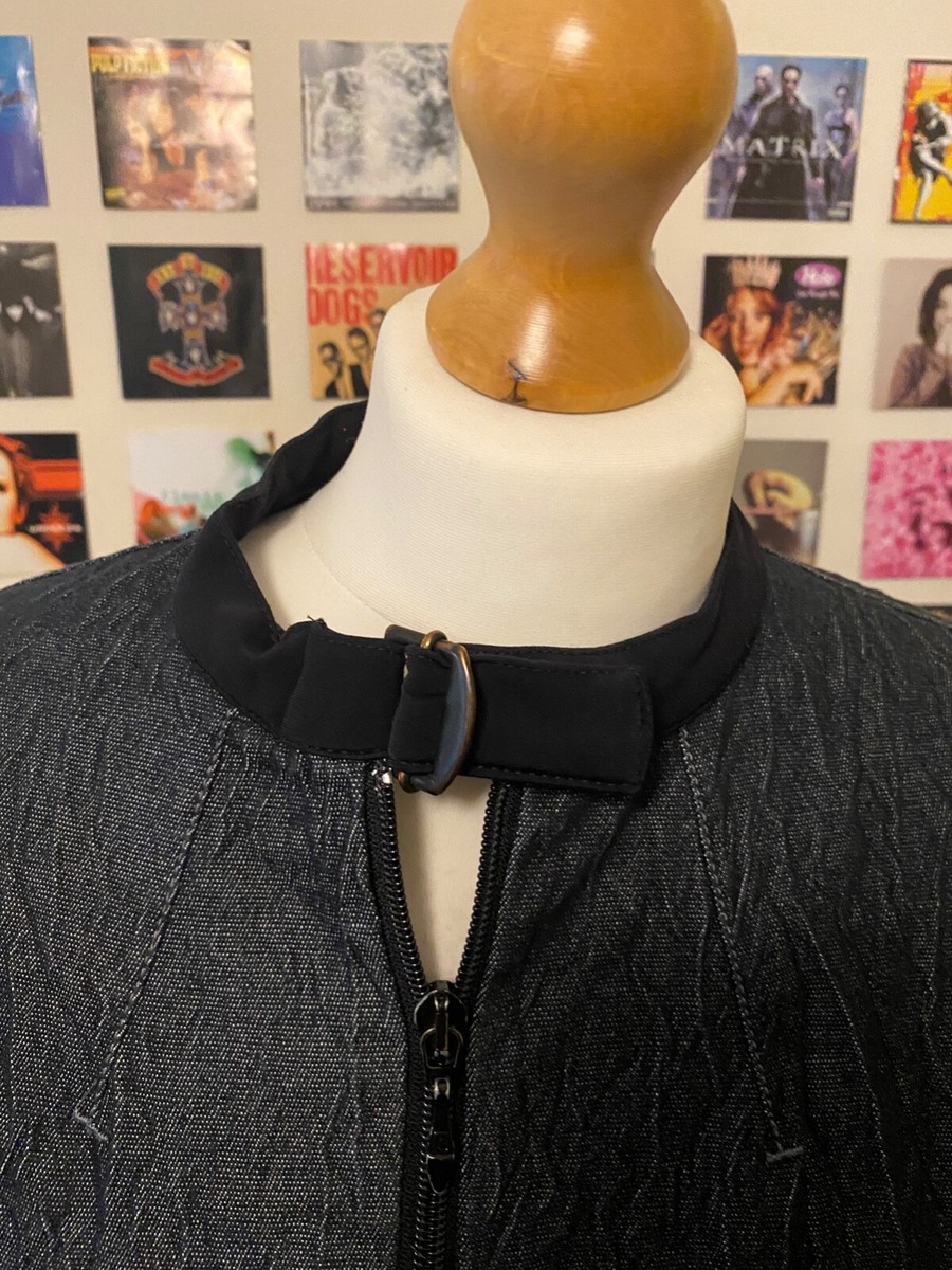 Vintage 90's Y2K archive Cop copine denim jacket blue black fleece