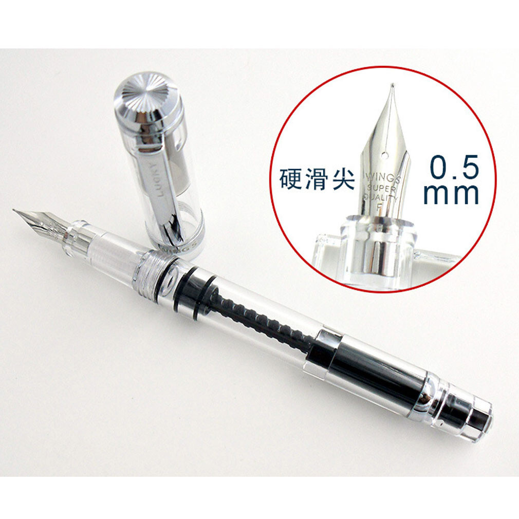 GOLD LEAF Jinhao 992 Transparent Black Color Extra Fine Nib Fountain