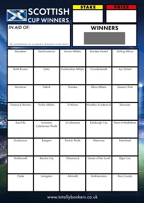 TOTALLY BONKERS Football Scottish Fundraising Scratch Cards - 40 Square - A6 - 10 Pack - TB0003