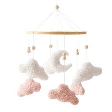 Baby Crib Mobile for Boys Girls Cloud Shaped Plush Pendants Nursery Decor