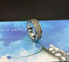 David Yurman Streamline Pavé Three Row Band Ring 925 Silver & Diamond Sz 12