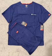 Dickies EDS Signature Scrub Set Unisex Large Navy Blue NWT with Logo